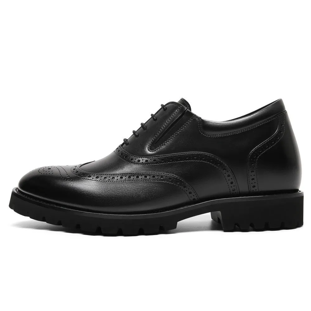 8 CM /3.15 Inches CMR CHAMARIPA Men's Brown Leather Elevator Brogue Oxford Shoes