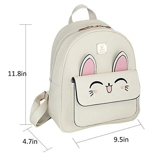 ABage Backpack Purse Set of 4 Pieces School Daypack Handbag Shoulder Bags, Beige