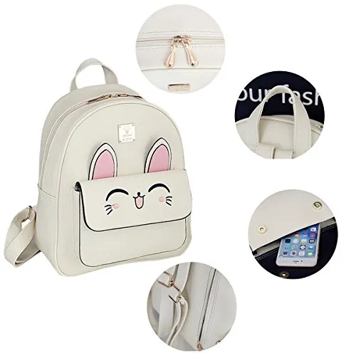 ABage Backpack Purse Set of 4 Pieces School Daypack Handbag Shoulder Bags, Beige