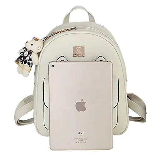 ABage Backpack Purse Set of 4 Pieces School Daypack Handbag Shoulder Bags, Beige