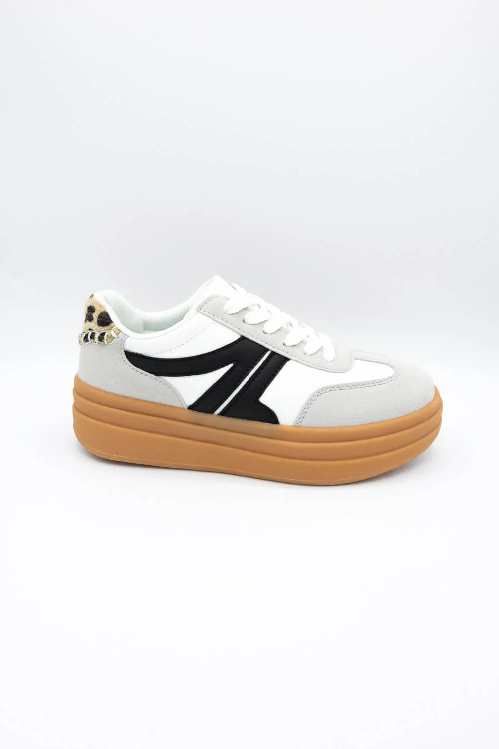 Berness Lia Sneakers for Women in White/Grey | LIA-WHITE/LEOPARD