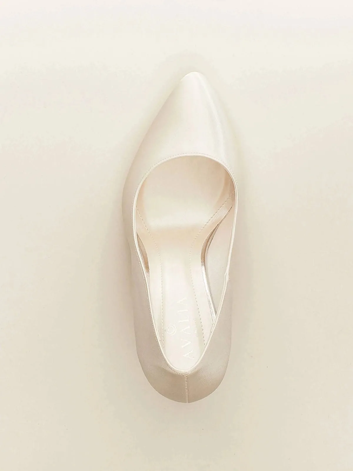 Block Heel Wedding Shoe, Ivory Satin, ASTRA