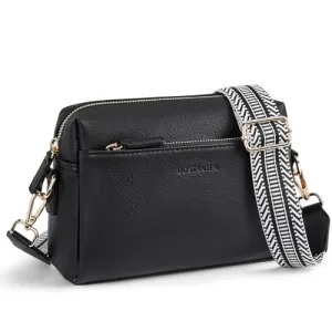 BOSTANTEN Small Crossbody Purse for Women Triple Zip Cell Phone Leather Handbag with Colored Shoulder Strap Pink
