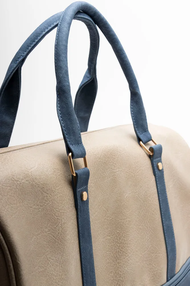 Bottom Compartment Bag Natural & Navy