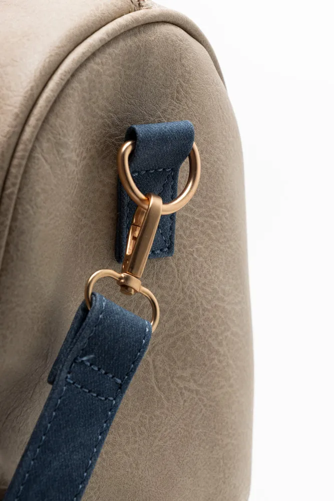 Bottom Compartment Bag Natural & Navy