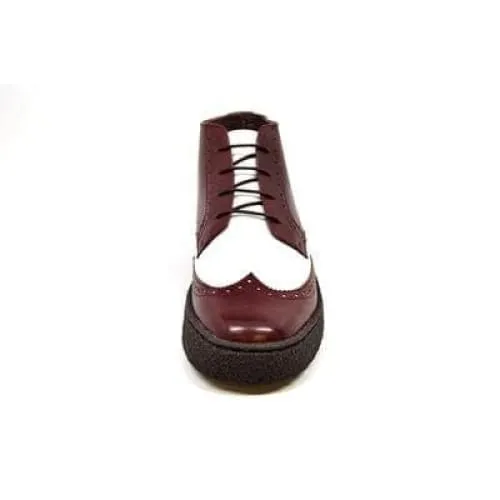 British Walkers Wingtip Two Tone Burgundy and White Leather