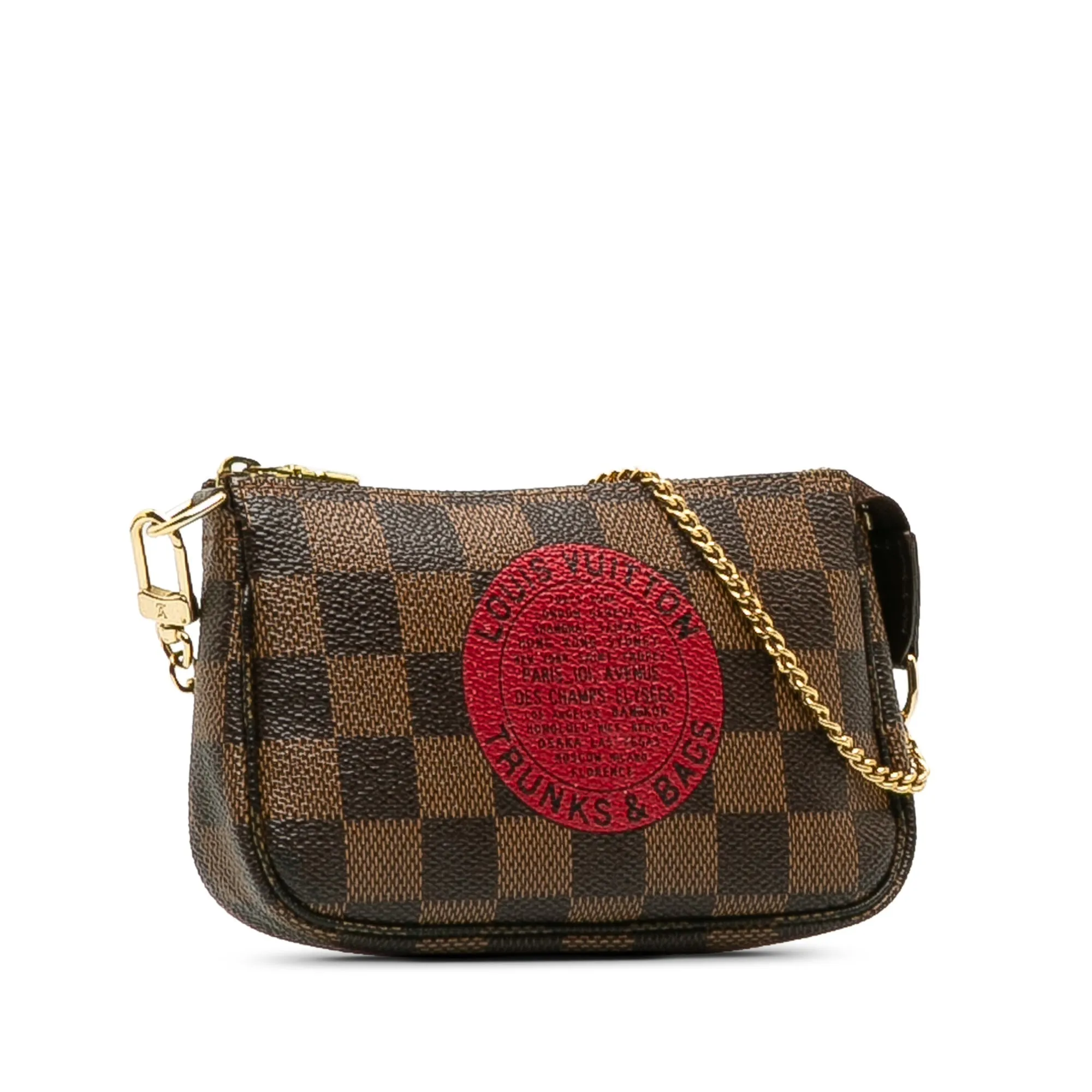Brown Louis Vuitton Damier Ebene Trunks and Bags Mini Pochette Accessoires Baguette