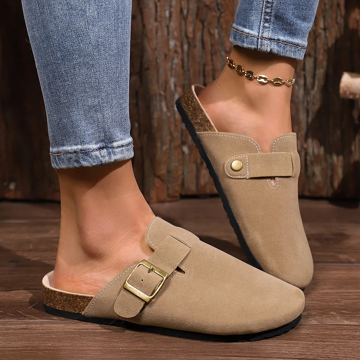 Buckle Round Toe Flats Slip-Ons