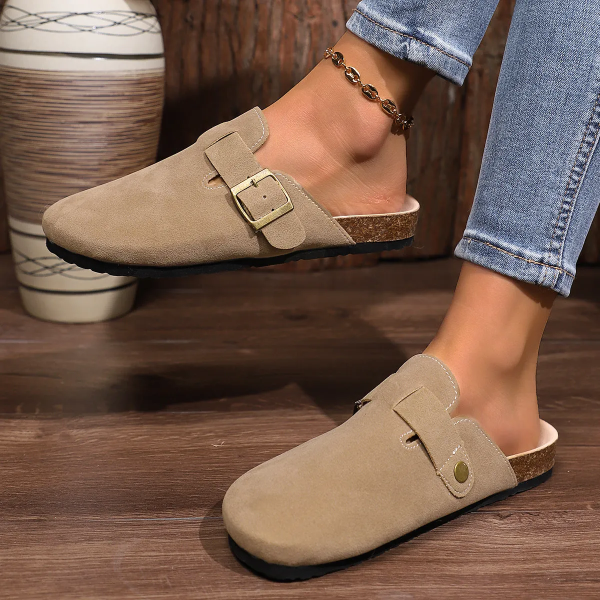 Buckle Round Toe Flats Slip-Ons