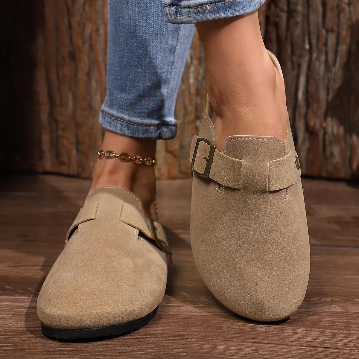 Buckle Round Toe Flats Slip-Ons