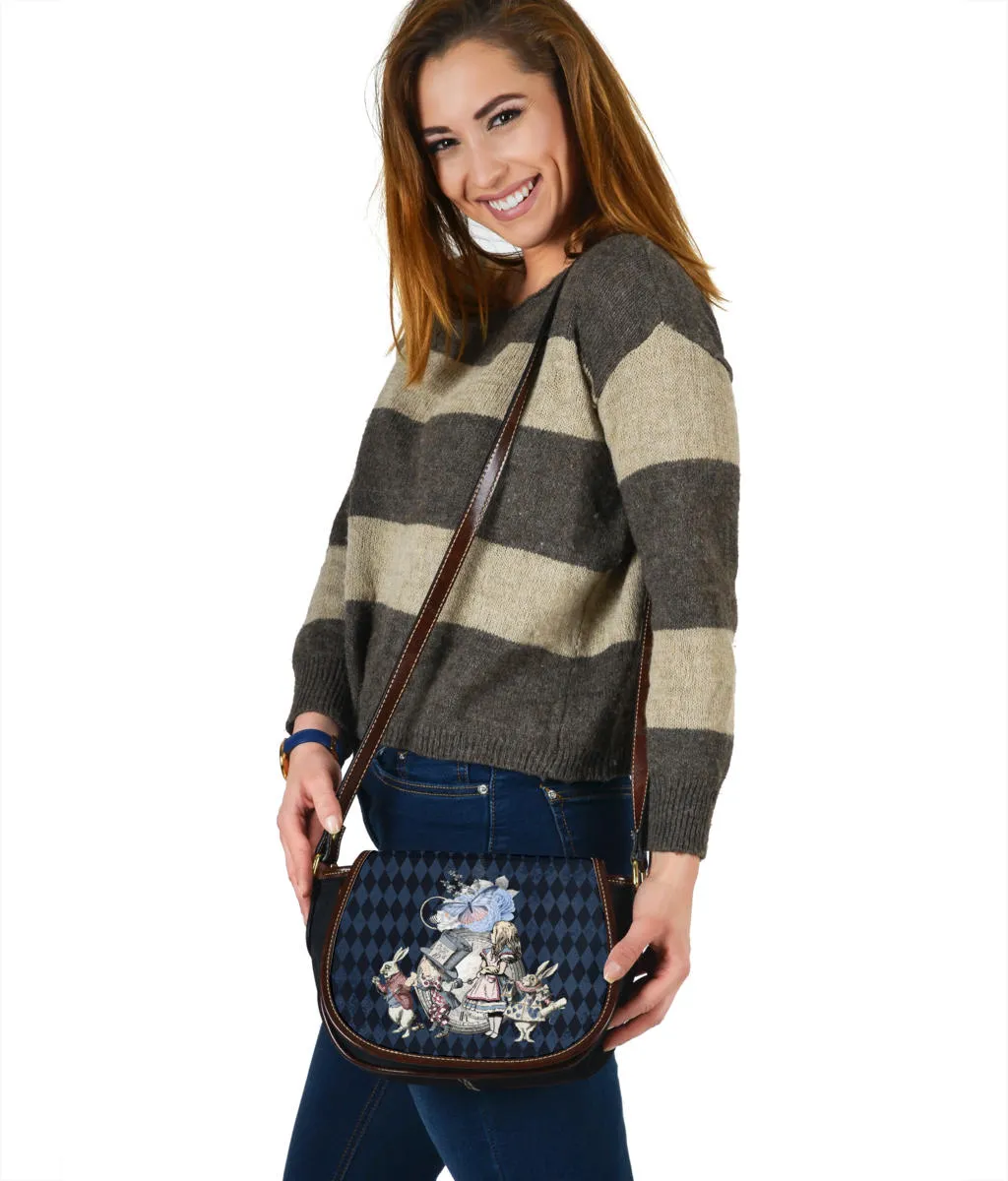 Canvas Saddle Bag - Alice in Wonderland Gifts #102 Blue Series | Gift Ideas, Shoulder Bags for Women, Crossbody Bags for Women