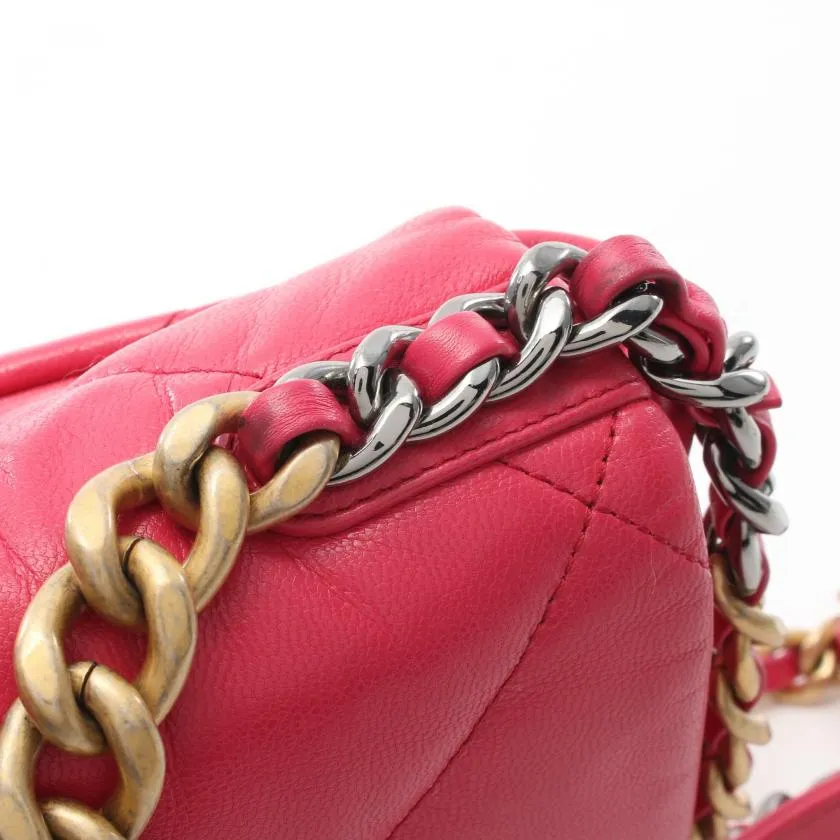 Chanel 19 Dizeneuf Matelasse Chain Shoulder Bag Leather Pink Purple Combination Metal Fittings 2way 887361 - Condition Ab