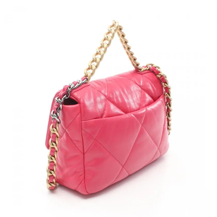 Chanel 19 Dizeneuf Matelasse Chain Shoulder Bag Leather Pink Purple Combination Metal Fittings 2way 887361 - Condition Ab