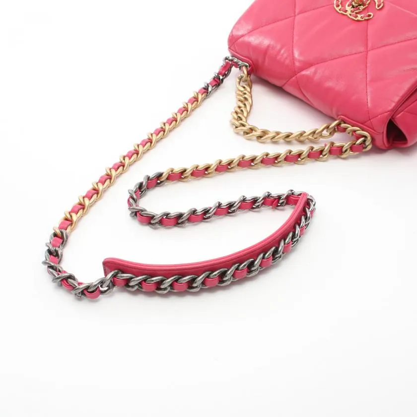 Chanel 19 Dizeneuf Matelasse Chain Shoulder Bag Leather Pink Purple Combination Metal Fittings 2way 887361 - Condition Ab