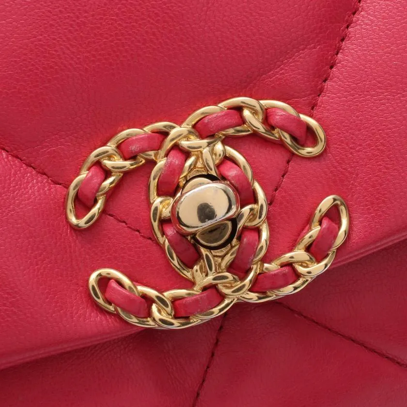 Chanel 19 Dizeneuf Matelasse Chain Shoulder Bag Leather Pink Purple Combination Metal Fittings 2way 887361 - Condition Ab