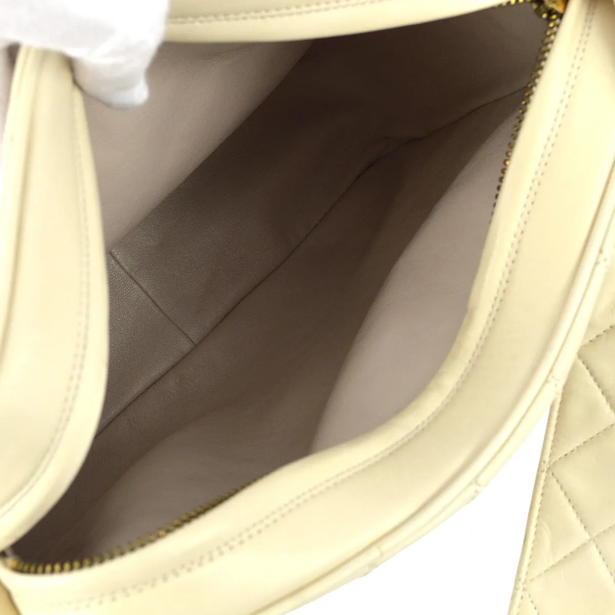 Chanel 1989-1991 Ivory Lambskin Camera Bag Large