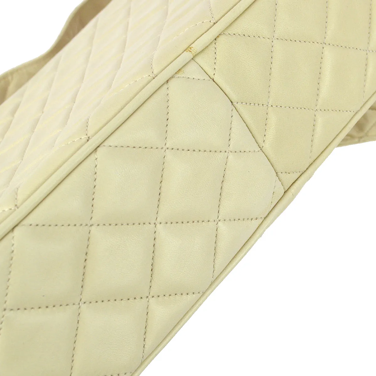 Chanel 1989-1991 Ivory Lambskin Camera Bag Large