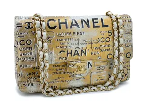 Chanel 2015 Graffiti Newspaper Medium Classic Double Flap Bag GHW Gold