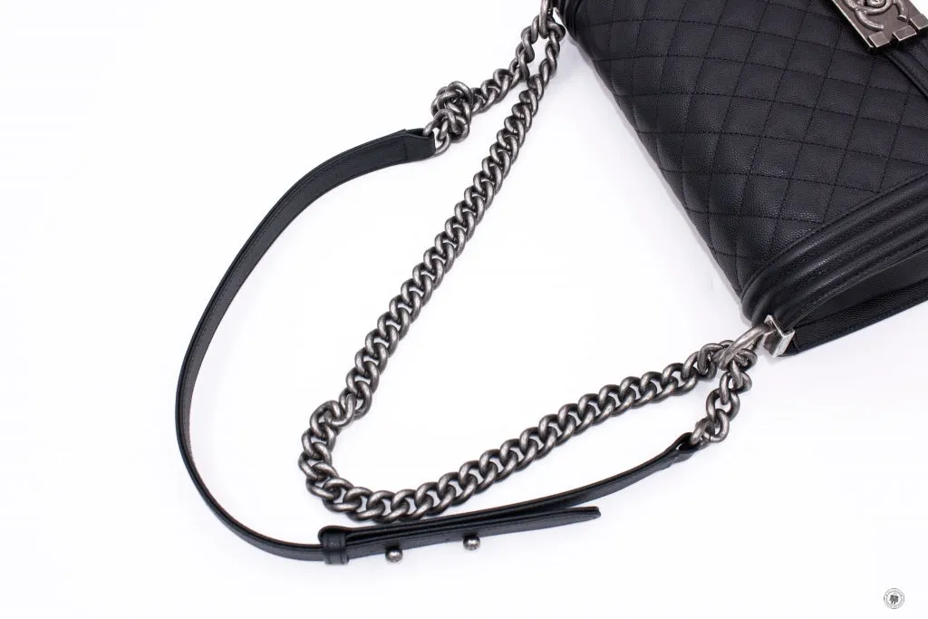 Chanel A67086 Y83338 Boy Black   94305 Caviar Medium Shoulder Bags Sbhw