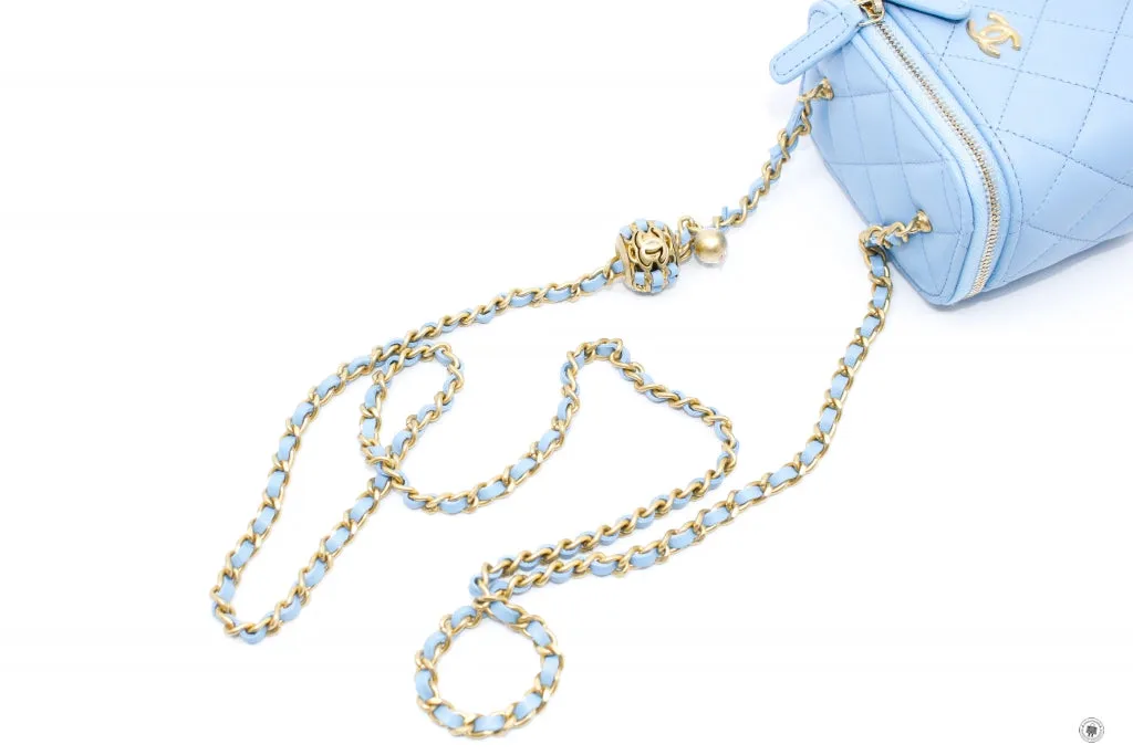 Chanel AP1447B08034 Small Vanity With Chain Light Blue   NH626 Lambskin Shoulder Bags Gbhw