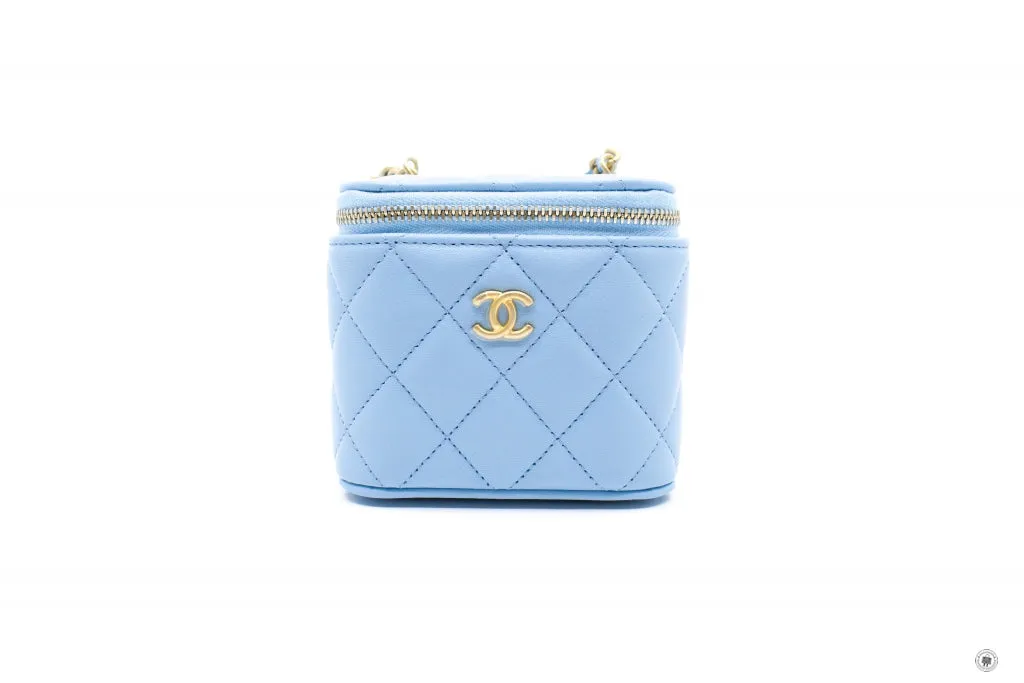 Chanel AP1447B08034 Small Vanity With Chain Light Blue   NH626 Lambskin Shoulder Bags Gbhw