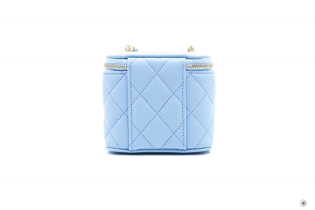 Chanel AP1447B08034 Small Vanity With Chain Light Blue   NH626 Lambskin Shoulder Bags Gbhw