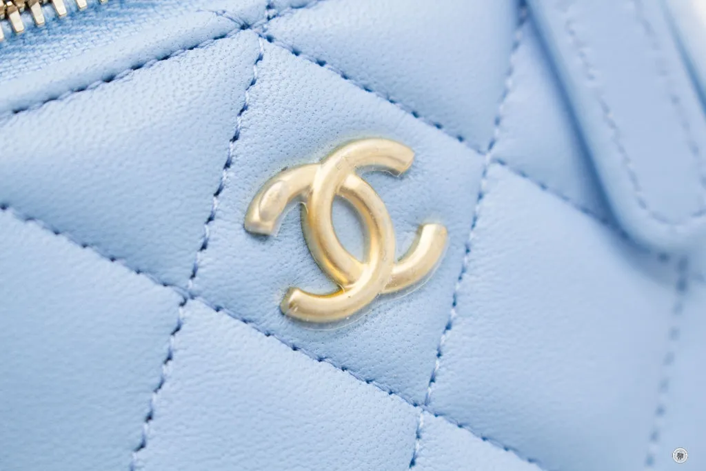 Chanel AP1447B08034 Small Vanity With Chain Light Blue   NH626 Lambskin Shoulder Bags Gbhw