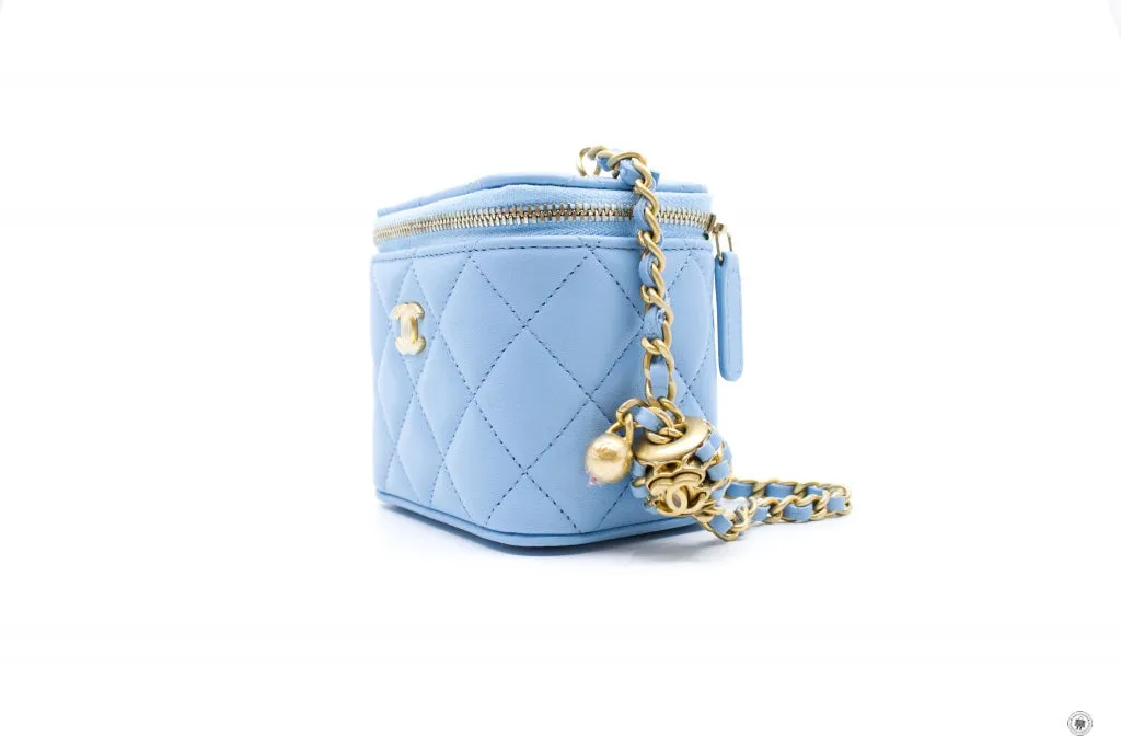 Chanel AP1447B08034 Small Vanity With Chain Light Blue   NH626 Lambskin Shoulder Bags Gbhw