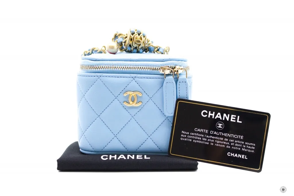 Chanel AP1447B08034 Small Vanity With Chain Light Blue   NH626 Lambskin Shoulder Bags Gbhw