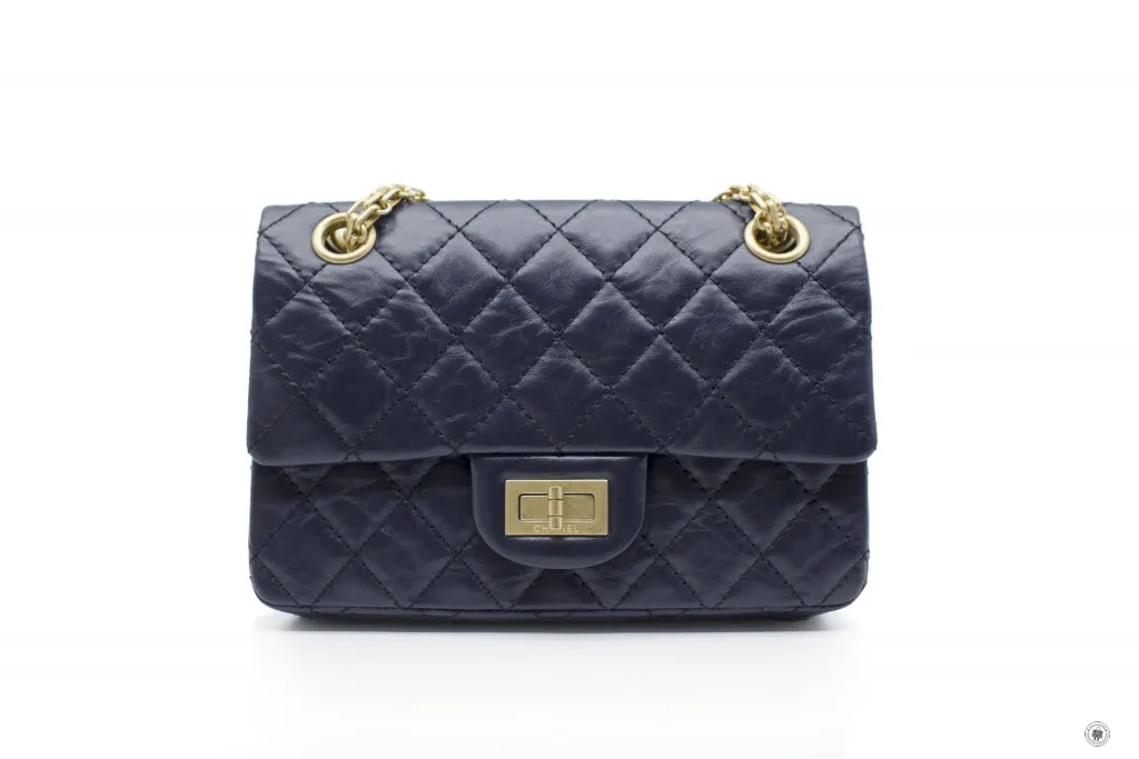 Chanel AS0874 Y0463 Mini 2.55 Navy   4N7384 Calfskin Small Shoulder Bags Gbhw