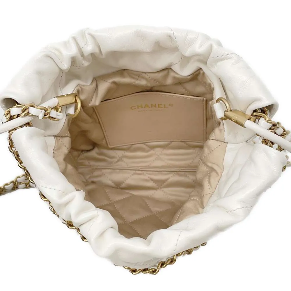 CHANEL CHANEL 22 Handbag White AS3980 Shiny Calf Leather Size Mini