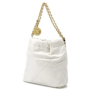 CHANEL CHANEL 22 Handbag White AS3980 Shiny Calf Leather Size Mini