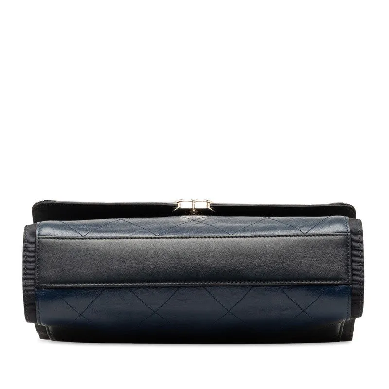 Chanel Coco Chain Shoulder Bag Navy Silver Leather  Chanel