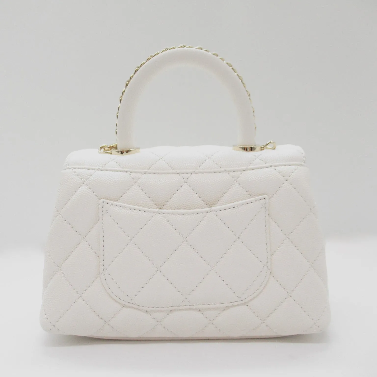 Chanel Coco Handle Matrasse 2w Shoulder Bag 2way Shoulder Bag Caviar S  White AS2215
