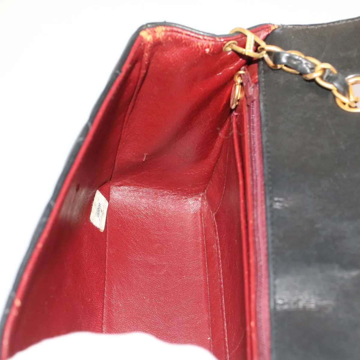CHANEL Diana Matelasse Turn Lock Shoulder Bag Lamb Skin Black CC Auth 51272A