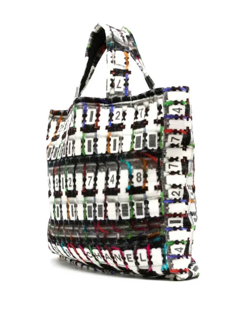 CHANEL Geometric Print Large Beach Tote