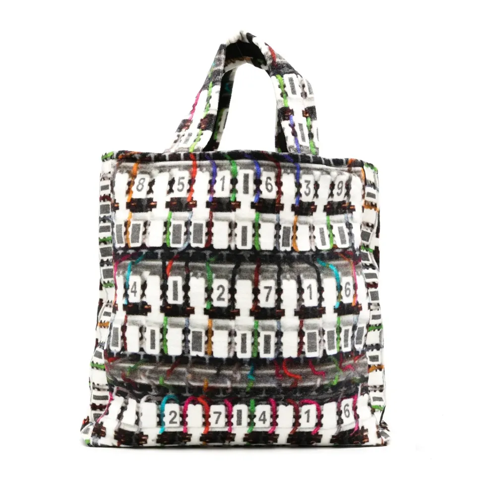 CHANEL Geometric Print Large Beach Tote