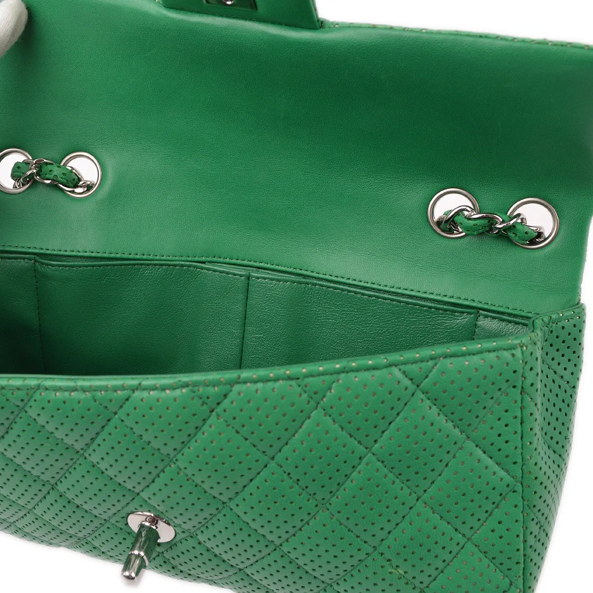 Chanel Green Lambskin East West Shoulder Bag
