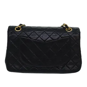 CHANEL Matelasse Chain Shoulder Bag Lamb Skin Black CC Auth 72241A