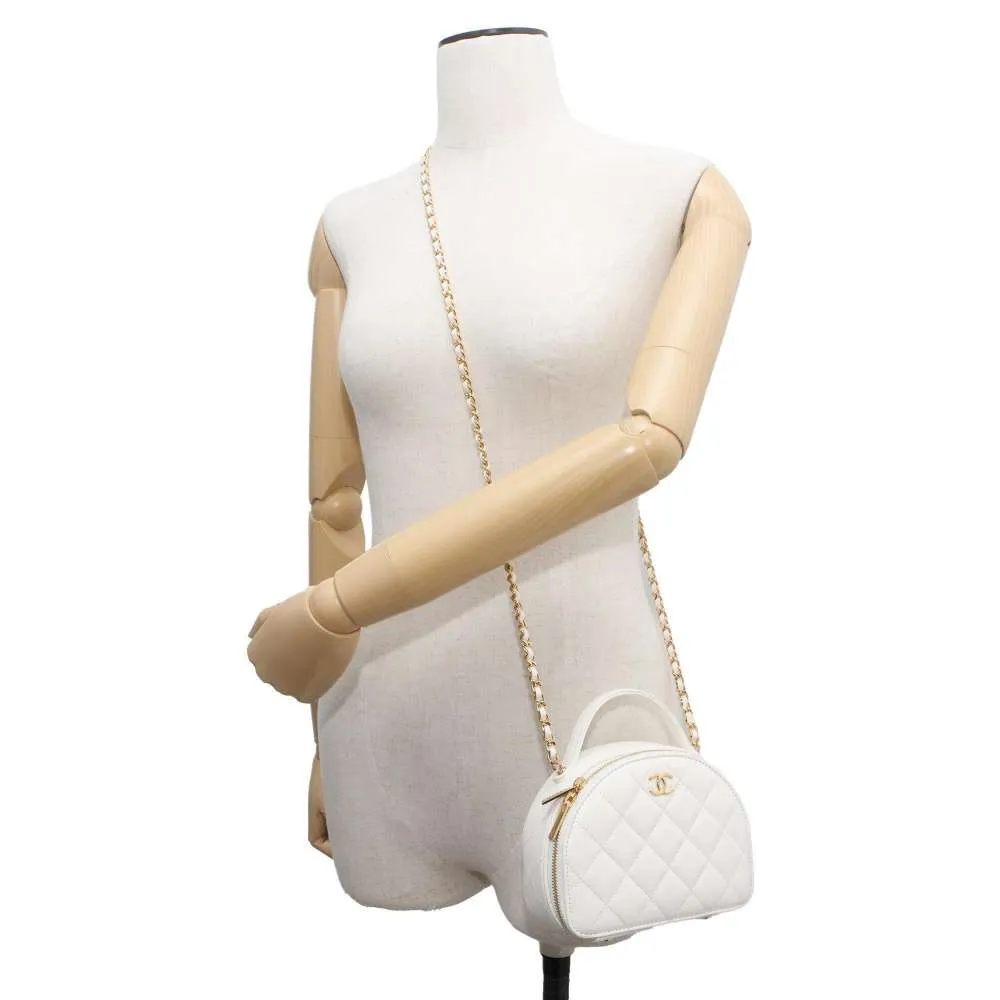 CHANEL Matelasse ChainClutch Shoulder Bag White AP3088 Lambskin