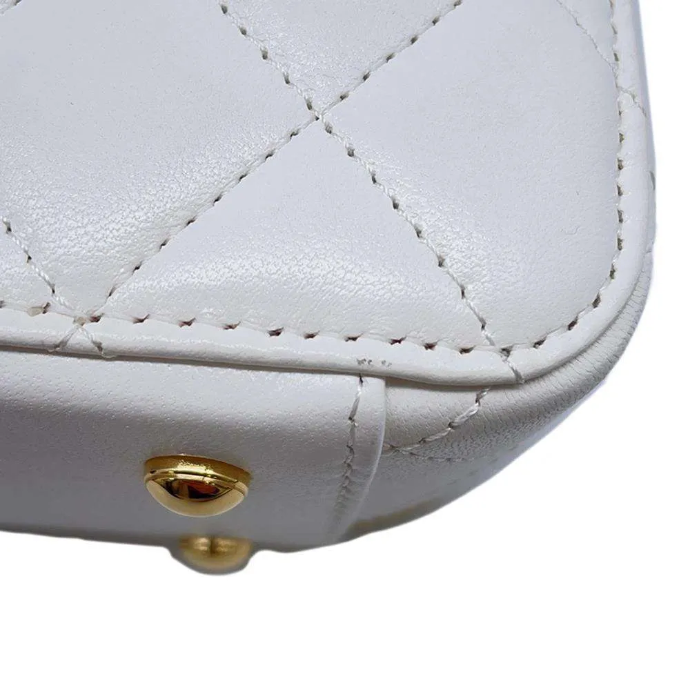 CHANEL Matelasse ChainClutch Shoulder Bag White AP3088 Lambskin