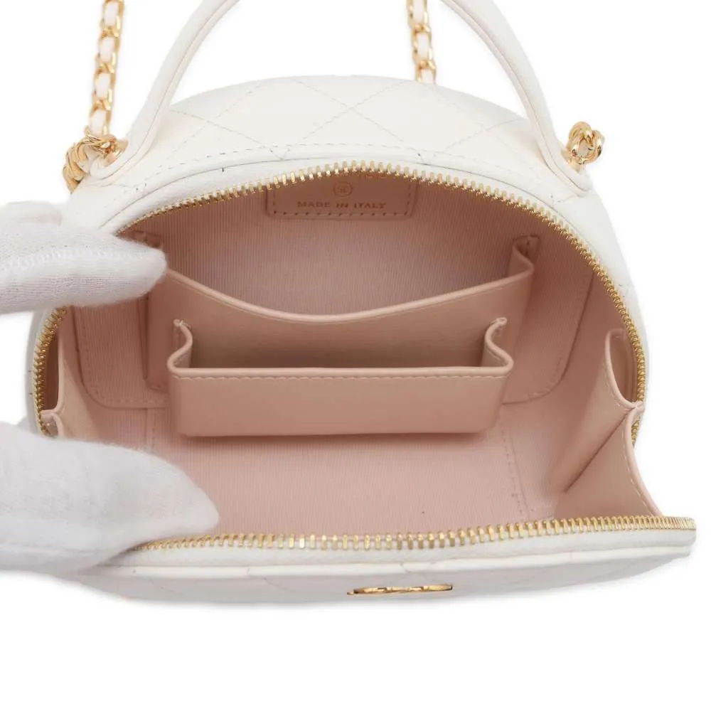 CHANEL Matelasse ChainClutch Shoulder Bag White AP3088 Lambskin