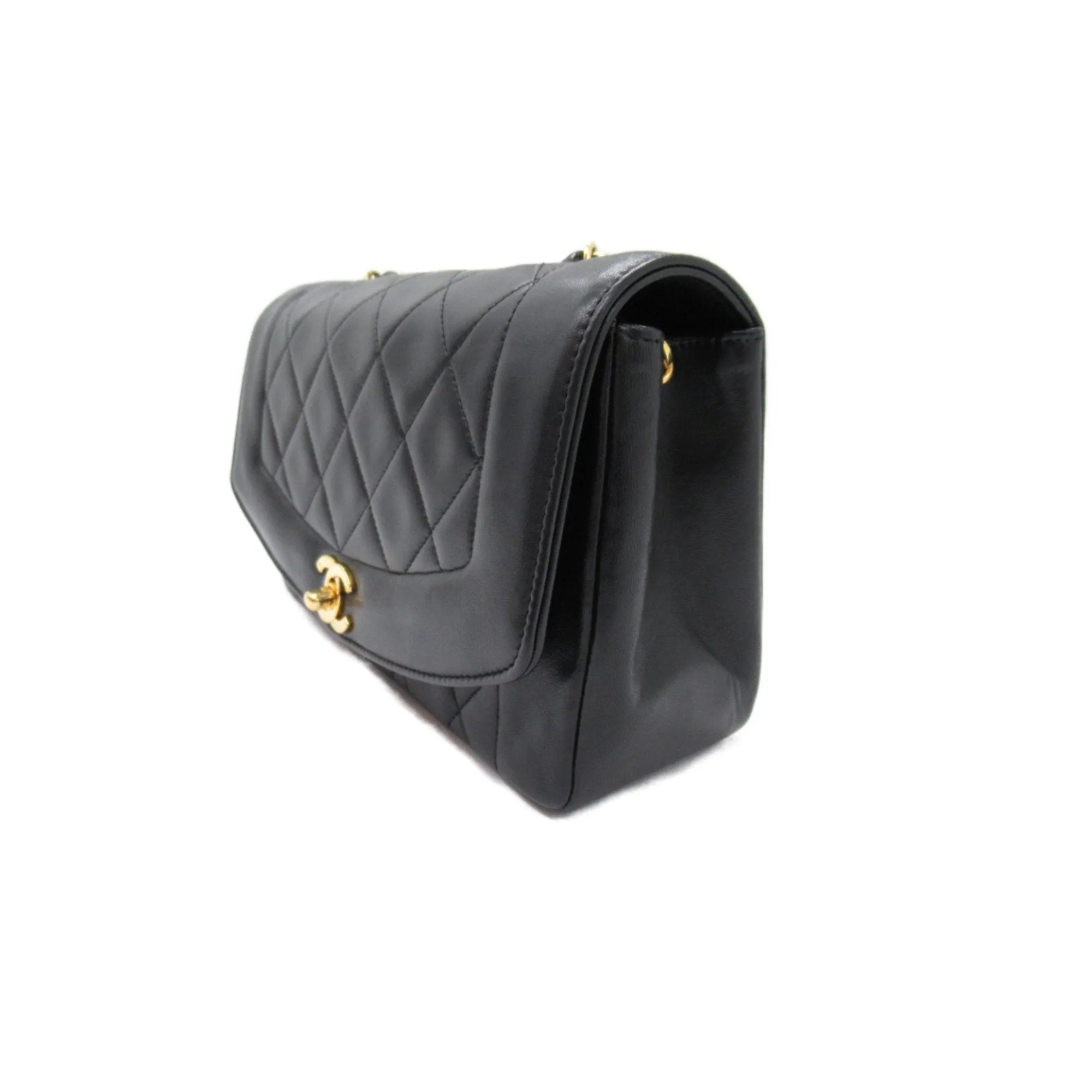 CHANEL Matelasse Diana ChainShoulder Bag Black Lambskin (sheep leather)