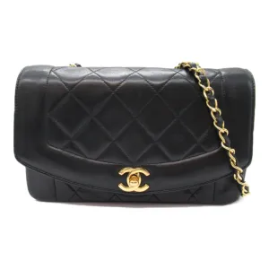 CHANEL Matelasse Diana ChainShoulder Bag Black Lambskin (sheep leather)