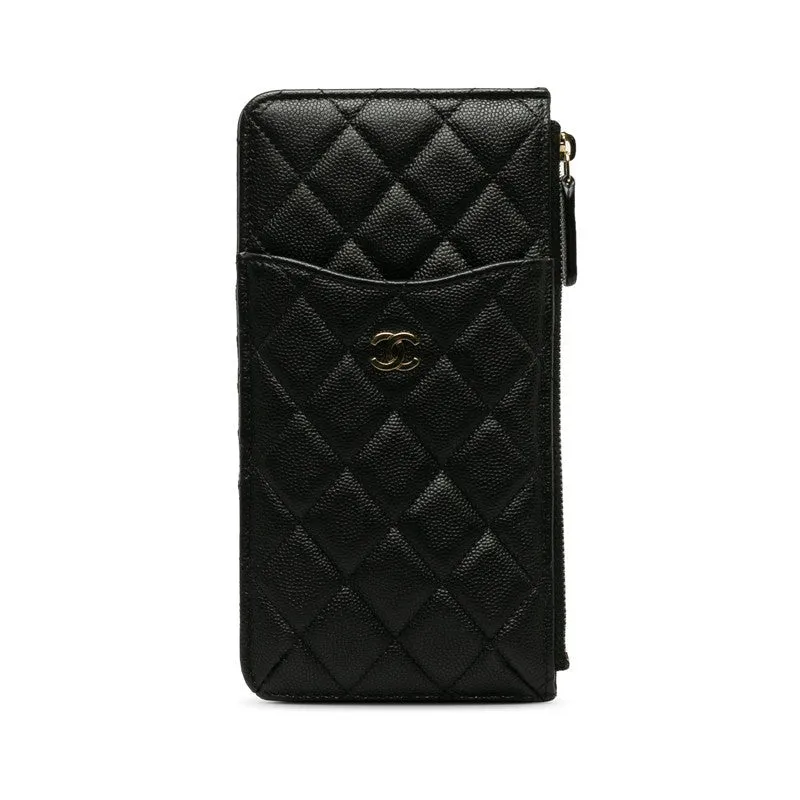 Chanel Matrases Cocomark Timeless Classic Card Box Long Wallet Black Caviar   CHANEL