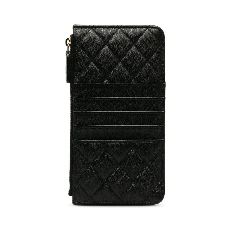 Chanel Matrases Cocomark Timeless Classic Card Box Long Wallet Black Caviar   CHANEL