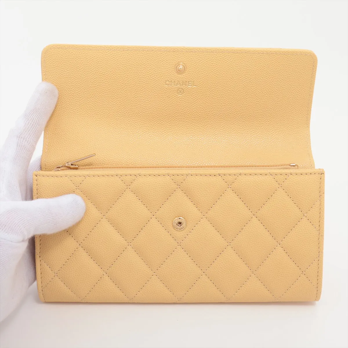 Chanel Matrasse Caviar S Wallet Yellow Gold  Random