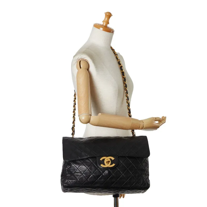 Chanel Mattrase Coco Single Flap  Chain Shoulder Bag Black Lambskin  CHANEL