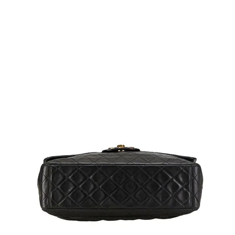 Chanel Mattrase Coco Single Flap  Chain Shoulder Bag Black Lambskin  CHANEL