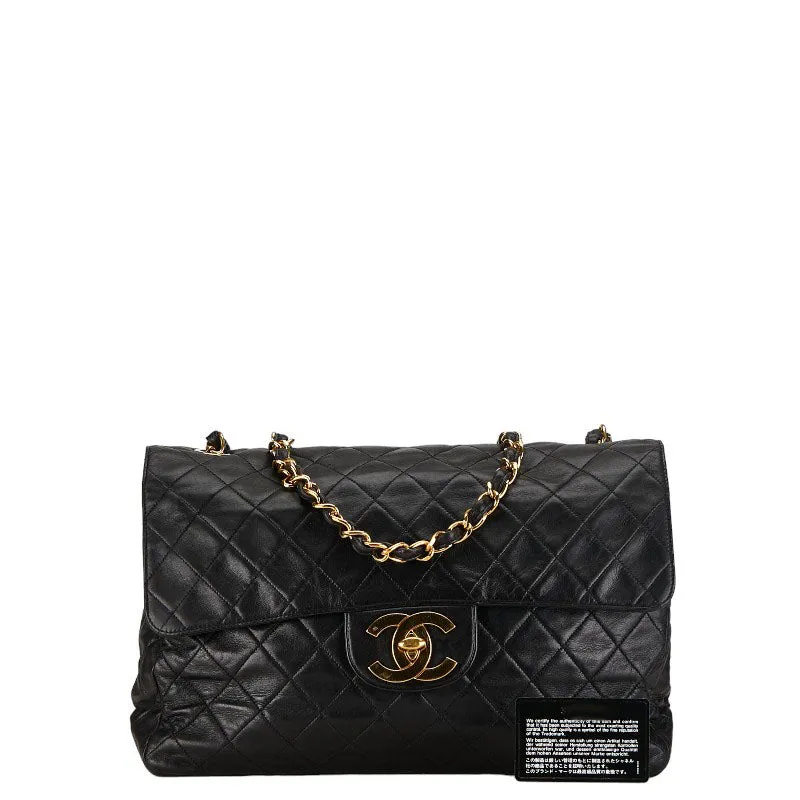 Chanel Mattrase Coco Single Flap  Chain Shoulder Bag Black Lambskin  CHANEL